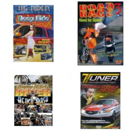Auto, Truck & Cycle Extreme Stunts & Crashes 4 Pack Fun Gift DVD Bundle: Og Rider: Deep Ride  Road Rage Vol. 3 -  Need for Speed  Biker Beach Bash - Daytona U.S.A  Tuner Transformation: Change My Ride Now