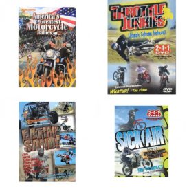Auto, Truck & Cycle Extreme Stunts & Crashes 4 Pack Fun Gift DVD Bundle: Americas Greatest Motorcycle Rallies  Throttle Junkies  Eatin Sand!  Sick Air