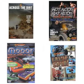 Auto, Truck & Cycle Extreme Stunts & Crashes 4 Pack Fun Gift DVD Bundle: Across the Dirt: A Dirt Bike Documentary  Hot Rods, Rat Rods & Kustom Kulture: Back from the Dead - The Complete Build  Mopar Madness  Eatin Sand!