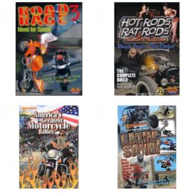 Auto, Truck & Cycle Extreme Stunts & Crashes 4 Pack Fun Gift DVD Bundle: Road Rage Vol. 3 -  Need for Speed  Hot Rods, Rat Rods & Kustom Kulture: Back from the Dead - The Complete Build  Americas Greatest Motorcycle Rallies  Eatin Sand!