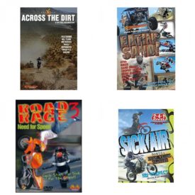 Auto, Truck & Cycle Extreme Stunts & Crashes 4 Pack Fun Gift DVD Bundle: Across the Dirt: A Dirt Bike Documentary  Eatin Sand!  Road Rage Vol. 3 -  Need for Speed  Sick Air