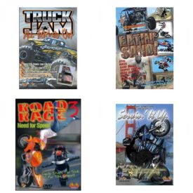 Auto, Truck & Cycle Extreme Stunts & Crashes 4 Pack Fun Gift DVD Bundle: Truck Jam: All Tricked Out  Eatin Sand!  Road Rage Vol. 3 -  Need for Speed  Servin It Up