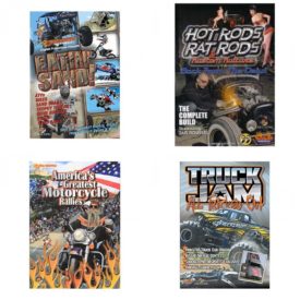Auto, Truck & Cycle Extreme Stunts & Crashes 4 Pack Fun Gift DVD Bundle: Eatin Sand!  Hot Rods, Rat Rods & Kustom Kulture: Back from the Dead - The Complete Build  Americas Greatest Motorcycle Rallies  Truck Jam: All Tricked Out