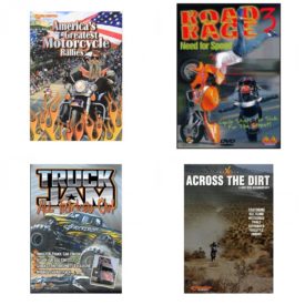 Auto, Truck & Cycle Extreme Stunts & Crashes 4 Pack Fun Gift DVD Bundle: Americas Greatest Motorcycle Rallies  Road Rage Vol. 3 -  Need for Speed  Truck Jam: All Tricked Out  Across the Dirt: A Dirt Bike Documentary