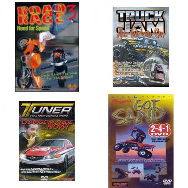 Auto, Truck & Cycle Extreme Stunts & Crashes 4 Pack Fun Gift DVD Bundle: Road Rage Vol. 3 -  Need for Speed  Truck Jam: All Tricked Out  Tuner Transformation: Change My Ride Now  Got Sand? by Blue Planet