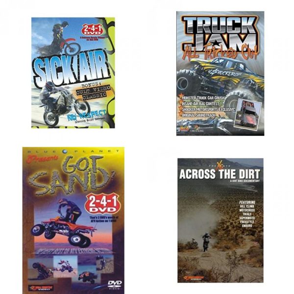 Auto, Truck & Cycle Extreme Stunts & Crashes 4 Pack Fun Gift DVD Bundle: Sick Air  Truck Jam: All Tricked Out  Got Sand? by Blue Planet  Across the Dirt: A Dirt Bike Documentary