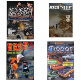 Auto, Truck & Cycle Extreme Stunts & Crashes 4 Pack Fun Gift DVD Bundle: Hot Rods, Rat Rods & Kustom Kulture: Back from the Dead - The Complete Build  Across the Dirt: A Dirt Bike Documentary  Road Rage Vol. 3 -  Need for Speed  Mopar Madness