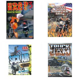 Auto, Truck & Cycle Extreme Stunts & Crashes 4 Pack Fun Gift DVD Bundle: Road Rage Vol. 3 -  Need for Speed  Americas Greatest Motorcycle Rallies  Sick Air  Truck Jam: All Tricked Out
