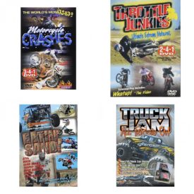 Auto, Truck & Cycle Extreme Stunts & Crashes 4 Pack Fun Gift DVD Bundle: The Worlds Most Insane Motorcycle Crashes: Get Off / Road Racing Crash And Trash / Bonzai Blackwater  Throttle Junkies  Eatin Sand!  Truck Jam: All Tricked Out