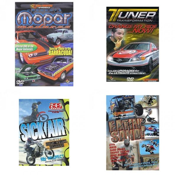 Auto, Truck & Cycle Extreme Stunts & Crashes 4 Pack Fun Gift DVD Bundle: Mopar Madness  Tuner Transformation: Change My Ride Now  Sick Air  Eatin Sand!
