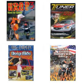 Auto, Truck & Cycle Extreme Stunts & Crashes 4 Pack Fun Gift DVD Bundle: Road Rage Vol. 3 -  Need for Speed  Tuner Transformation: Change My Ride Now  Og Rider: Deep Ride  Americas Greatest Motorcycle Rallies