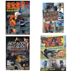 Auto, Truck & Cycle Extreme Stunts & Crashes 4 Pack Fun Gift DVD Bundle: Road Rage Vol. 3 -  Need for Speed  Eatin Sand!  Hot Rods, Rat Rods & Kustom Kulture: Back from the Dead - The Complete Build  Throttle Junkies