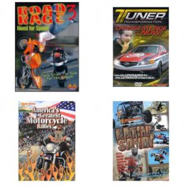 Auto, Truck & Cycle Extreme Stunts & Crashes 4 Pack Fun Gift DVD Bundle: Road Rage Vol. 3 -  Need for Speed  Tuner Transformation: Change My Ride Now  Americas Greatest Motorcycle Rallies  Eatin Sand!