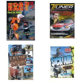 Auto, Truck & Cycle Extreme Stunts & Crashes 4 Pack Fun Gift DVD Bundle: Road Rage Vol. 3 -  Need for Speed  Tuner Transformation: Change My Ride Now  Eatin Sand!  Sick Air