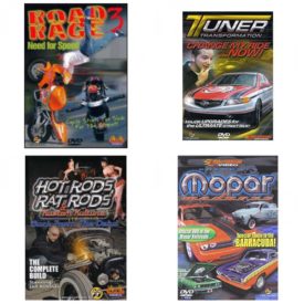 Auto, Truck & Cycle Extreme Stunts & Crashes 4 Pack Fun Gift DVD Bundle: Road Rage Vol. 3 -  Need for Speed  Tuner Transformation: Change My Ride Now  Hot Rods, Rat Rods & Kustom Kulture: Back from the Dead - The Complete Build  Mopar Madness