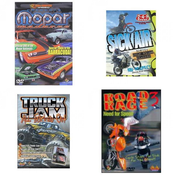 Auto, Truck & Cycle Extreme Stunts & Crashes 4 Pack Fun Gift DVD Bundle: Mopar Madness  Sick Air  Truck Jam: All Tricked Out  Road Rage Vol. 3 -  Need for Speed