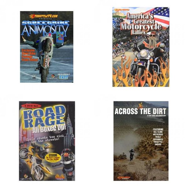 Auto, Truck & Cycle Extreme Stunts & Crashes 4 Pack Fun Gift DVD Bundle: Streetbike Animosity 2  Americas Greatest Motorcycle Rallies  Road Rage: All Boxed Up Vols. 1-3  Across the Dirt: A Dirt Bike Documentary