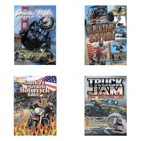Auto, Truck & Cycle Extreme Stunts & Crashes 4 Pack Fun Gift DVD Bundle: Servin It Up  Eatin Sand!  Americas Greatest Motorcycle Rallies  Truck Jam: All Tricked Out