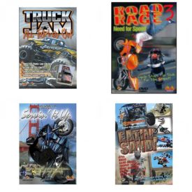 Auto, Truck & Cycle Extreme Stunts & Crashes 4 Pack Fun Gift DVD Bundle: Truck Jam: All Tricked Out  Road Rage Vol. 3 -  Need for Speed  Servin It Up  Eatin Sand!