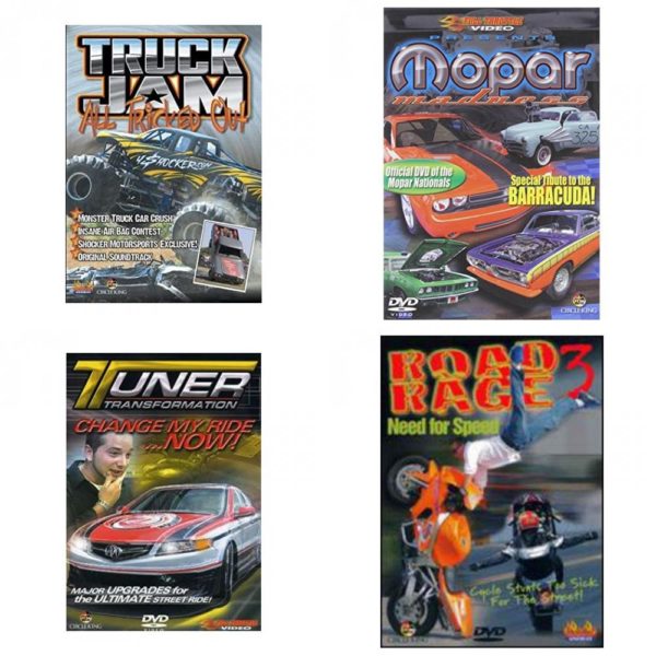 Auto, Truck & Cycle Extreme Stunts & Crashes 4 Pack Fun Gift DVD Bundle: Truck Jam: All Tricked Out  Mopar Madness  Tuner Transformation: Change My Ride Now  Road Rage Vol. 3 -  Need for Speed