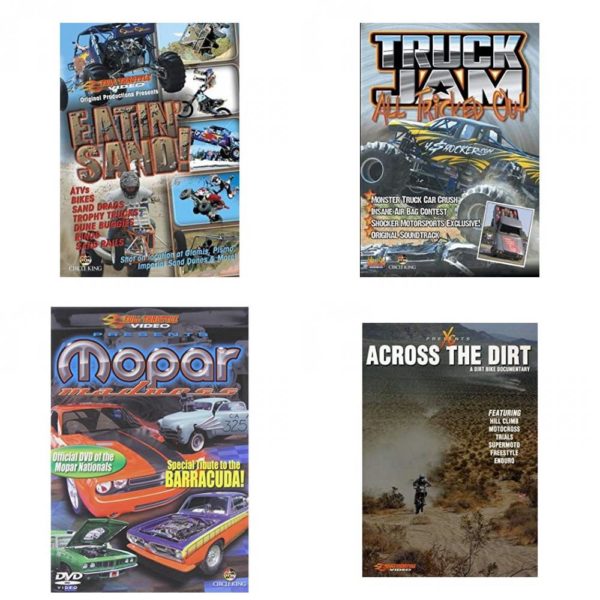 Auto, Truck & Cycle Extreme Stunts & Crashes 4 Pack Fun Gift DVD Bundle: Eatin Sand!  Truck Jam: All Tricked Out  Mopar Madness  Across the Dirt: A Dirt Bike Documentary