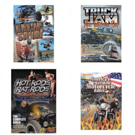 Auto, Truck & Cycle Extreme Stunts & Crashes 4 Pack Fun Gift DVD Bundle: Eatin Sand!  Truck Jam: All Tricked Out  Hot Rods, Rat Rods & Kustom Kulture: Back from the Dead - The Complete Build  Americas Greatest Motorcycle Rallies