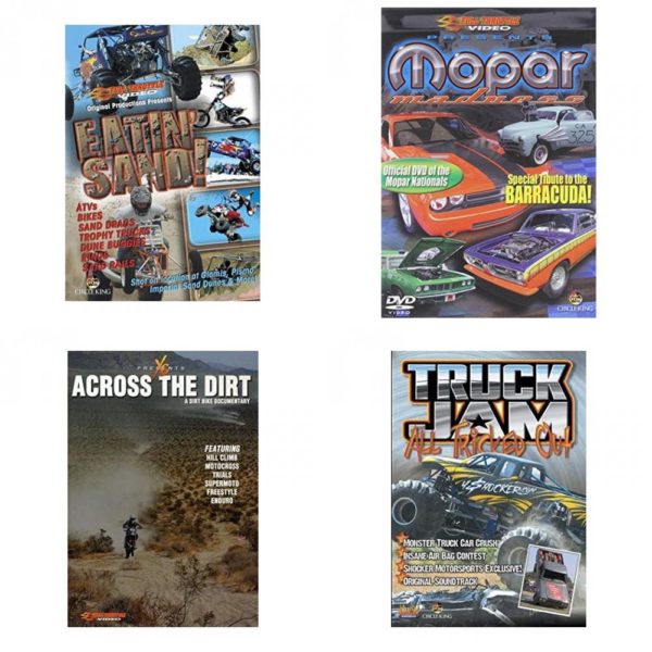 Auto, Truck & Cycle Extreme Stunts & Crashes 4 Pack Fun Gift DVD Bundle: Eatin Sand!  Mopar Madness  Across the Dirt: A Dirt Bike Documentary  Truck Jam: All Tricked Out