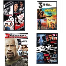 DVD Assorted Multi-Feature Movies 4 Pack Fun Gift Bundle: 4 Movies: Lethal Weapon Favorites Lethal Weapon: Director's Cut, Lethal Weapon 2: Director's Cut, Lethal Weapon 3: Director's Cut, Lethal Weapon 4  3 Movies: Mad Max  Fury Road, Road Warrior, Beyong Thunderdome  2 Movies: Dwayne Johnson Action Collection  5 Movies: Wesley Snipes Collection