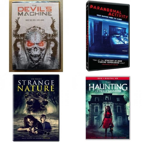 DVD Horror Movies 4 Pack Fun Gift Bundle: The Devil's Machine  Paranormal Activity  Strange Nature  The Haunting of Molly Bannister
