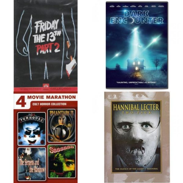 DVD Horror Movies 4 Pack Fun Gift Bundle: Friday The 13th, Part 2  Dark Encounter  4 Movie Marathon: Cult Horror Collection The Funhouse / Phantasm II / The Serpent and the Rainbow / Sssssss  Hannibal Lecter Two Pack: The Silence of the Lambs / Hannibal