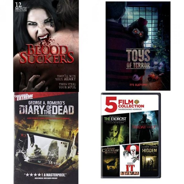 DVD Horror Movies 4 Pack Fun Gift Bundle: 12 Movies: Bloodsuckers Collection n  Toys of Terror  Diary of the Dead  5 Film Collection - Harrowing Horror Collection