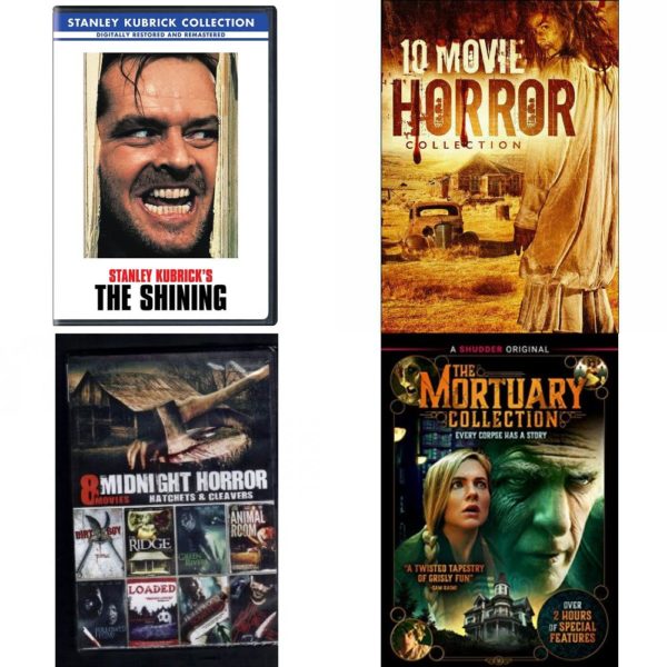 DVD Horror Movies 4 Pack Fun Gift Bundle: The Shining  10 Movies: Horror Collection  Midnight Horror Collection: Hatchets & Cleavers  The Mortuary Collection