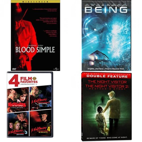 DVD Horror Movies 4 Pack Fun Gift Bundle: Blood Simple  Being  4 Film Favorites - Nightmare on Elm Street 1-4   The Night Visitor Chronicles