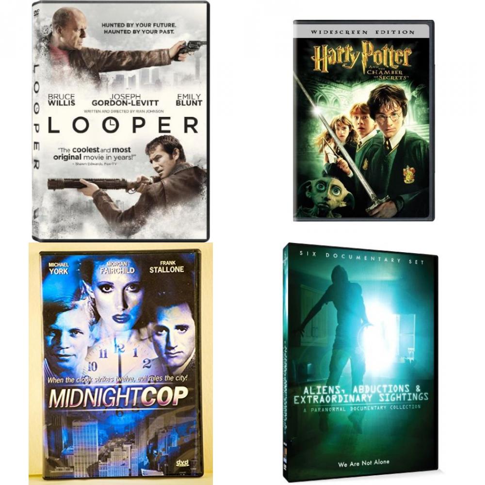 Dvd Assorted Movies 4 Pack Fun Gift Bundle: Looper, Harry Potter And 