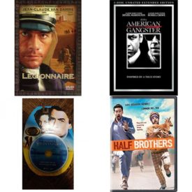 DVD Assorted Movies 4 Pack Fun Gift Bundle: Legionnaire, American Gangster, The Snows of Kilimanjaro, Half Brothers