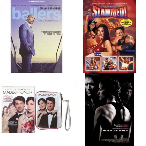 DVD Assorted Movies 4 Pack Fun Gift Bundle: Ballers: Season 5, Slammed!, Made Of Honor, Million Dollar Baby