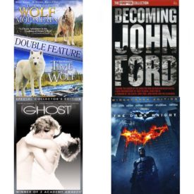DVD Assorted Movies 4 Pack Fun Gift Bundle: Time of the Wolf / Legend of Wolf Mountain, BECOMING JOHN FORD, Ghost, The Dark Knight