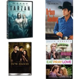 DVD Assorted Movies 4 Pack Fun Gift Bundle: The Legend of Tarzan, Urban Cowboy, The Twilight Saga: New Moon, Eat Pray Love