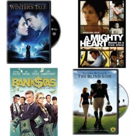 DVD Assorted Movies 4 Pack Fun Gift Bundle: Winter's Tale, A Mighty Heart, Bankstas: No One Stands Alone, The Blind Side