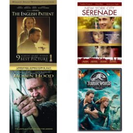 DVD Assorted Movies 4 Pack Fun Gift Bundle: The English Patient, New York City Serenade, Robin Hood, Jurassic World: Fallen Kingdom