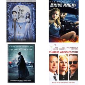DVD Assorted Movies 4 Pack Fun Gift Bundle: Tim Burtons Corpse Bride, Drive Angry, The Dark Knight Rises, Charlie Wilson's War