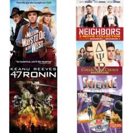 DVD Assorted Movies 4 Pack Fun Gift Bundle: A Million Ways to Die in the West, Neighbors: 2-Movie Collection, 47 Ronin, Things to Come/Journey to the Center of Time