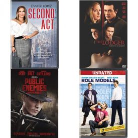DVD Assorted Movies 4 Pack Fun Gift Bundle: Second Act, The Lodger, Public Enemies, Role Models