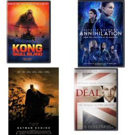 DVD Assorted Movies 4 Pack Fun Gift Bundle: Kong: Skull Island, Annihilation, BATMAN BEGINS, The Deal