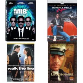 DVD Assorted Movies 4 Pack Fun Gift Bundle: Men in Black 3, Beverly Hills Cop, WALK THE LINE, Legionnaire