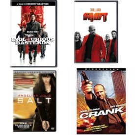 DVD Assorted Movies 4 Pack Fun Gift Bundle: Inglourious Basterds, Shaft, Salt, CRANK