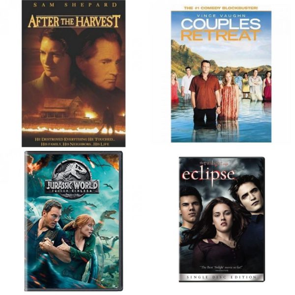 DVD Assorted Movies 4 Pack Fun Gift Bundle: After the Harvest, Couples Retreat, Jurassic World: Fallen Kingdom, The Twilight Saga: Eclipse