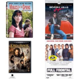 DVD Assorted Movies 4 Pack Fun Gift Bundle: Miracle of the Spring, Beverly Hills Cop, The Lord of the Rings: The Return of the King, Full Frontal