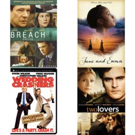 DVD Assorted Movies 4 Pack Fun Gift Bundle: Breach, JANE & EMMA, Wedding Crashers, Two Lovers