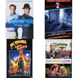 DVD Assorted Movies 4 Pack Fun Gift Bundle: Catch Me If You Can, Paranormal Activity 2, Big Trouble in Little China, Eat Pray Love